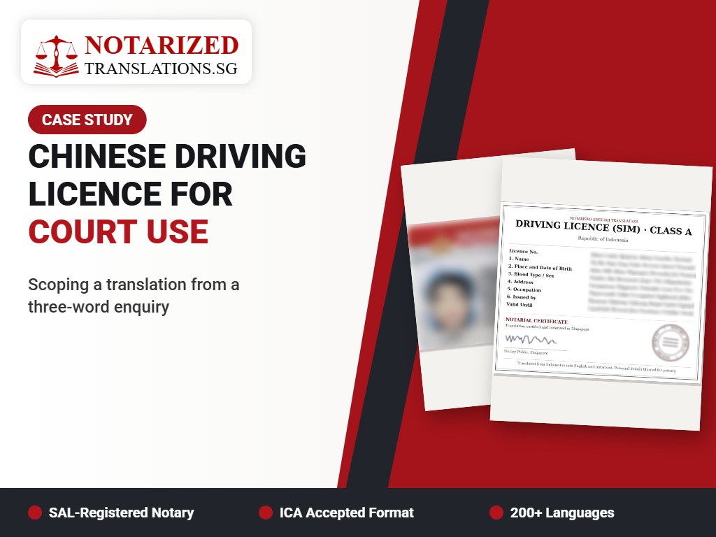 Three Words and No Document: Scoping a Chinese Driving Licence Translation for Court Use in Singapore